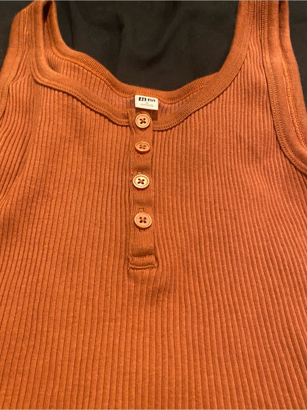 Top, Ribbed Button Tank - Rust - Picture 2 of 7